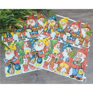 16 Vintage EAS Germany Paper Scraps Lithograph Die Cut Christmas Elves #3140🎄